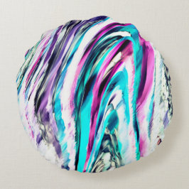 Almofada Redonda Mistura de gradiente e garoa, ciano e rosa