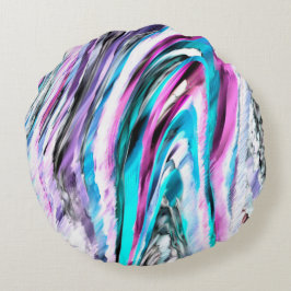 Almofada Redonda Mistura de gradiente e garoa, ciano e rosa