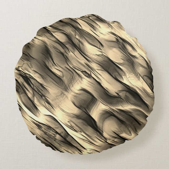 Almofada Redonda Mistura de mancha ondulada bege opaca e cromo (Verso)