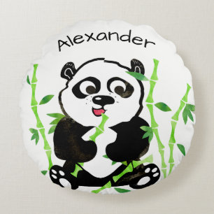 Almofada Redonda Miúdos personalizados do animal do urso de panda