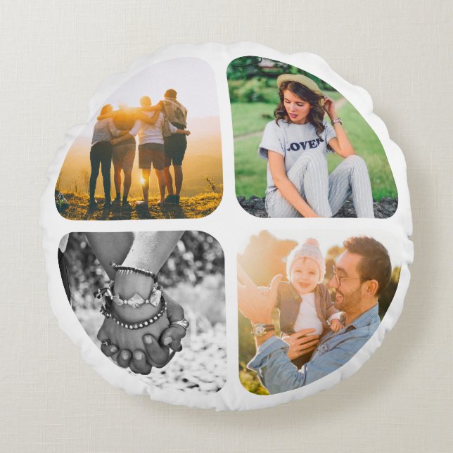 Almofada Redonda Modelo de 8 Fotografias com Dupla Face (Frente)