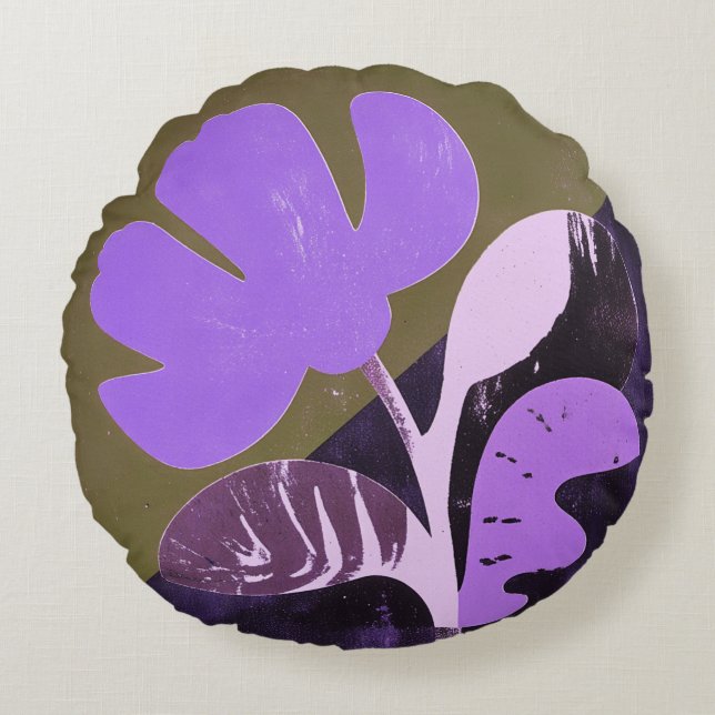 Almofada Redonda Modern Abstract Floral Round Pillow (Frente)