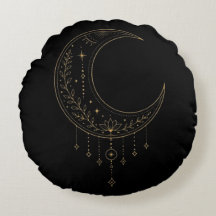 Modern Black Gold Lunar Phase Cushion