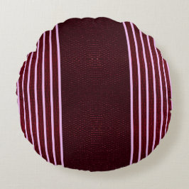 Almofada Redonda Modern Burgundy Reptile Skin & Stripe 
