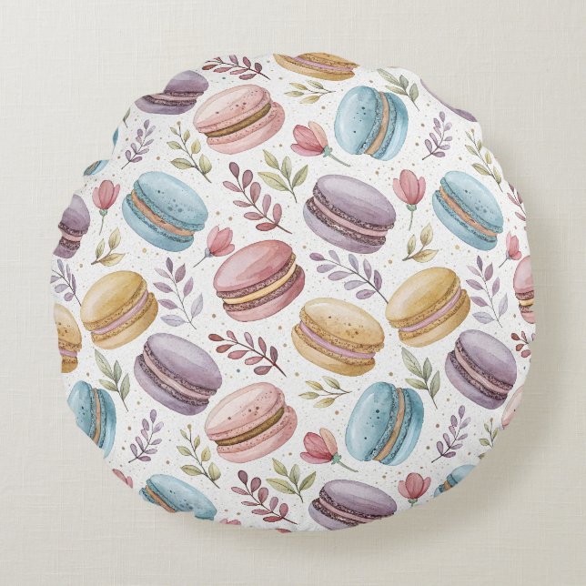 Almofada Redonda Modern Fun Sweet Macaroons (Frente)