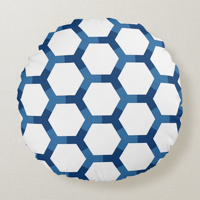 Almofada Redonda Modern Geometric Hexagon Pattern (Frente)