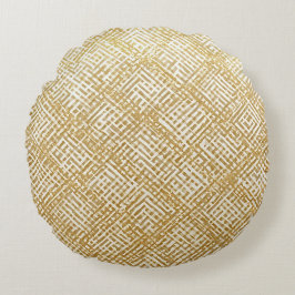 Almofada Redonda Modern, Luxury, Golden Grid Pattern