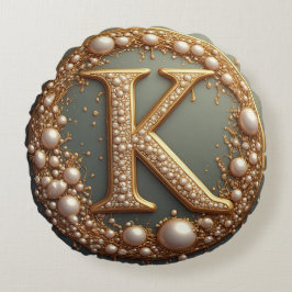 Almofada Redonda Modern Monogram Initial Letter K