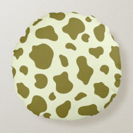 Almofada Redonda Modern Olive Green Cow Print