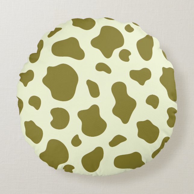 Almofada Redonda Modern Olive Green Cow Print (Frente)
