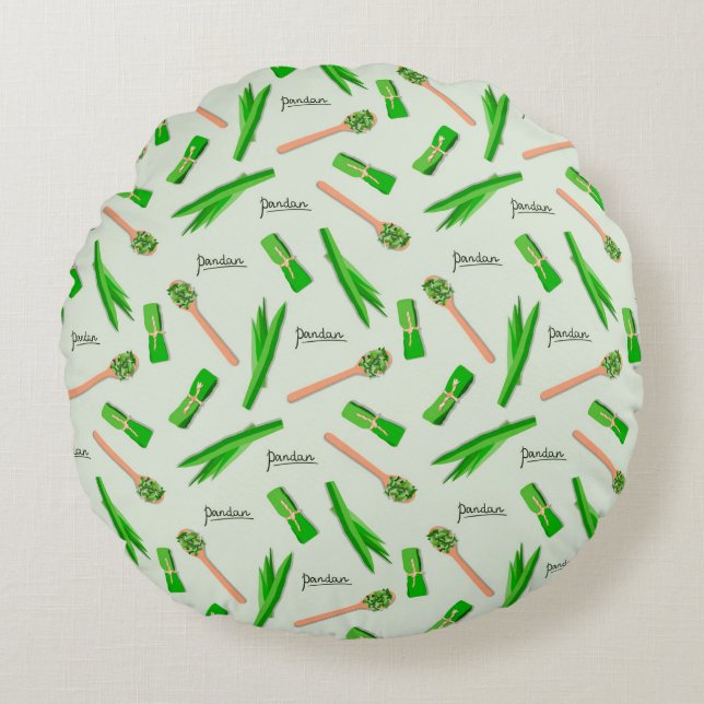 Almofada Redonda Modern Pandan Leaf Pattern (Frente)