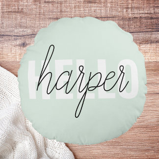 Almofada Redonda Modern Pastel Mint Hello E Você Nome