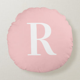 Almofada Redonda Modern Simple Monogram Pink 