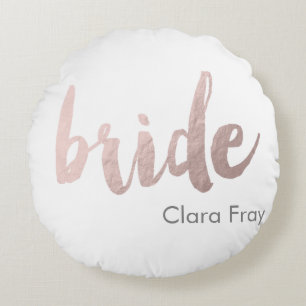 Almofada Redonda moderna e elegante faux rosa gold noiva