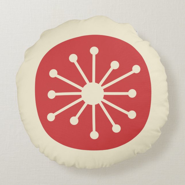 Almofada Redonda Moderna Idade Atômica do Meio-Século Curto Retromi (Verso)