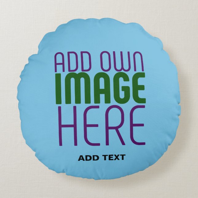 ALMOFADA REDONDA MODERNO EDITABLE SWAG SKY BLUE IMAGE TEXTO MODELO (Frente)