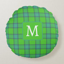 Moderno monograma xadrez verde e azul elegante
