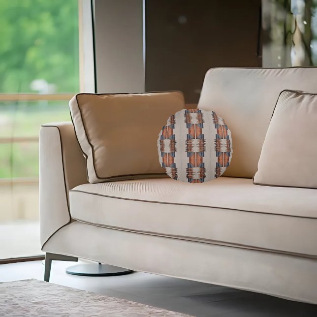 Almofada Redonda Moderno Taupe Denim e Feira (Criador carregado)