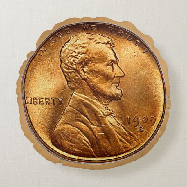 Almofada Redonda Moeda da moeda de um centavo do trigo (Frente)