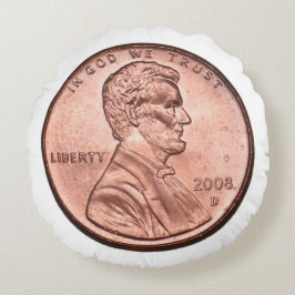 Almofada Redonda Moeda de um centavo dos Estados Unidos