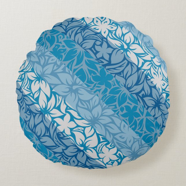 Almofada Redonda Moloaa Bay Hawaiian Hibiscus Striped Reversible (Frente)