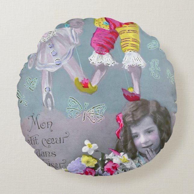 Almofada Redonda Mon petite coeur dans ce baiser 2 (Frente)