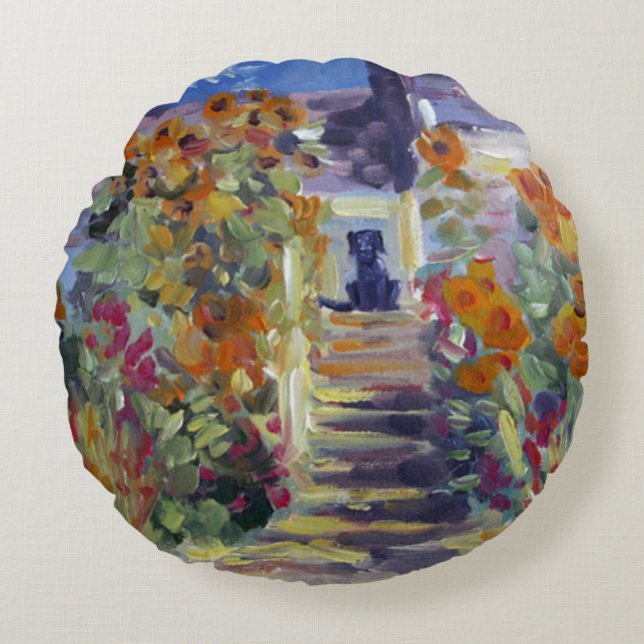 Almofada Redonda Monet com travesseiro do laboratório (Frente)