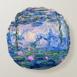 Almofada Redonda Monet: Lírios d'água 1919, famosa pintura<br><div class="desc">Claude Monet: Água Lírios Vermelho,  1919,  bela pintura de arte</div>