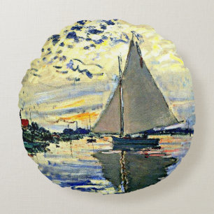 Almofada Redonda Monet - Navio de vela na le Petit GENNEVILLIERS