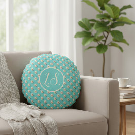 Almofada Redonda Monogram Pearl & Turquoise Round Pillow