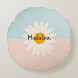 Almofada Redonda Monograma cinza dois tons bloco colorido Cor Azul