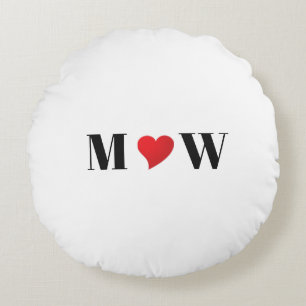 Almofada Redonda Monograma das iniciais personalizadas do casal, de