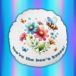 Almofada Redonda Monograma de Aquarela Você é o Branco da Abelha