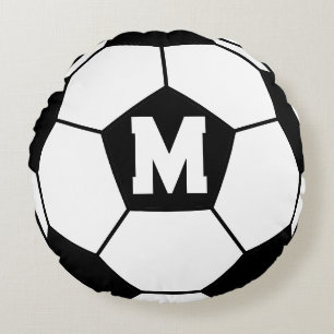Almofada Redonda Monograma de Bola de Futebol