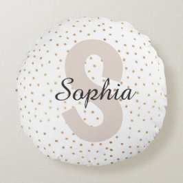 Almofada Redonda Monograma de Nome Personalizado em Letra Personali