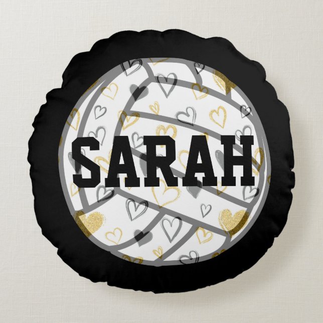 Almofada Redonda Monograma de Voleibol (Frente)