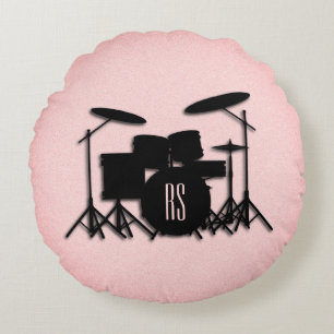 Almofada Redonda Monograma Drum Set Music Design 