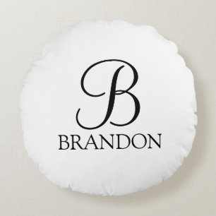 Almofada Redonda Monograma e Nome do Script Personalizado Clássico