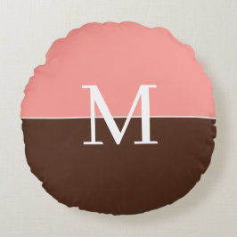 Almofada Redonda Monograma feminino rosa e marrom