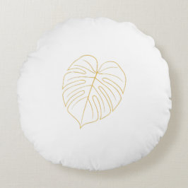 Almofada Redonda Monstera Leaf Gold Design. 