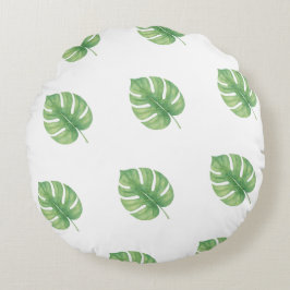 Almofada Redonda Monstera Leaf Green Design. 