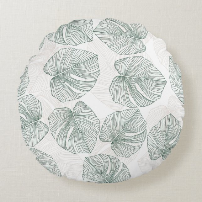 Almofada Redonda Monstera leaves seamless pattern. Tropical pattern (Frente)