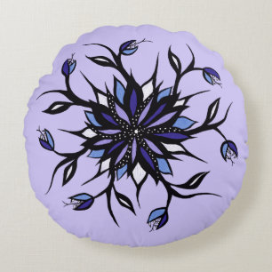Almofada Redonda Monstros E Dentes De Mandala Floral Gótica