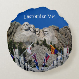 Almofada Redonda Monte Rushmore Foto Personalizável Souvenir