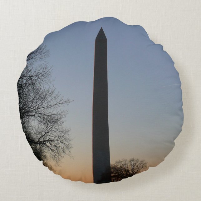 Almofada Redonda Monumento a Washington no Sunset (Verso)
