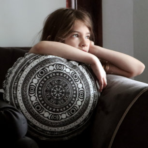 Almofada Redonda Moon Child Mandala Triple Moon