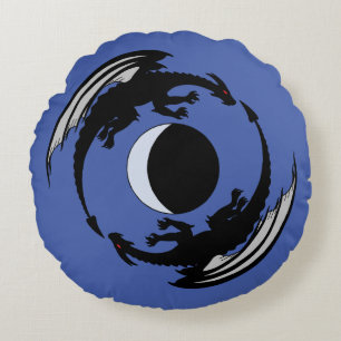 Almofada Redonda Moon Dragon Fantasy Design Round Travesseiro