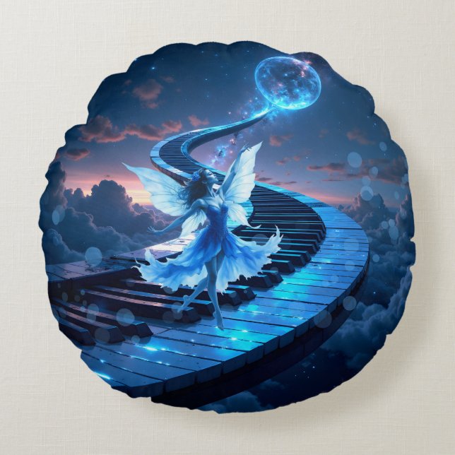 Almofada Redonda Moonlight Rehearsal – Dancing in the moonlight.  (Frente)