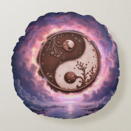 Almofada Redonda Moonlit Balance – Yin Yang of Eternal Light. 