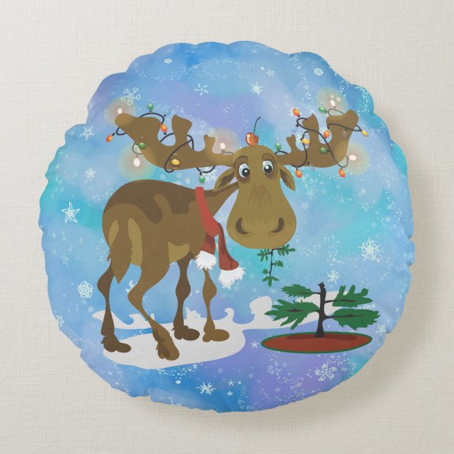 Almofada Redonda Moose Natal (Frente)